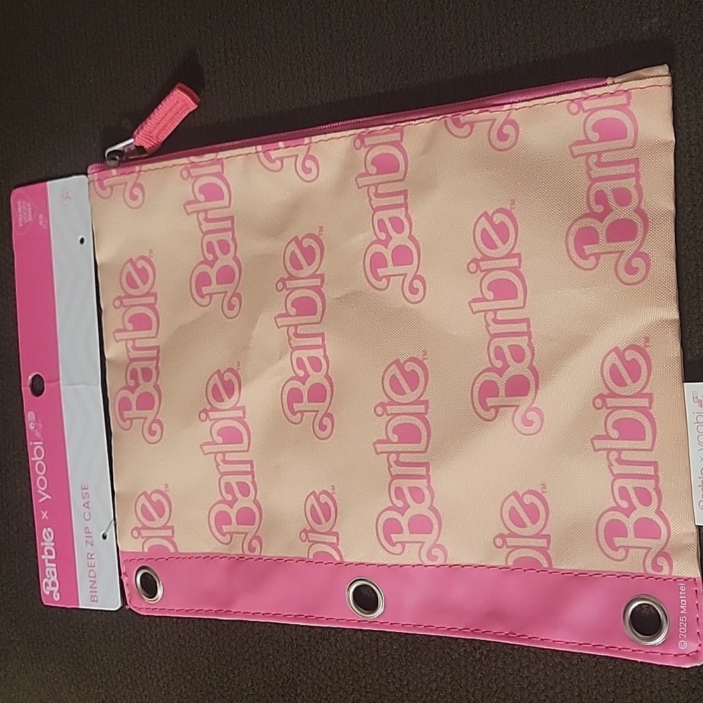 Mattel Barbie Yoobi Binder Pink  Zipper Case With Grommets